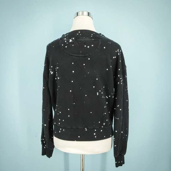 Pilcro Anthropologie Size Small S Black Elayna Splatter Print Cotton Sweatshirt - Picture 3 of 7